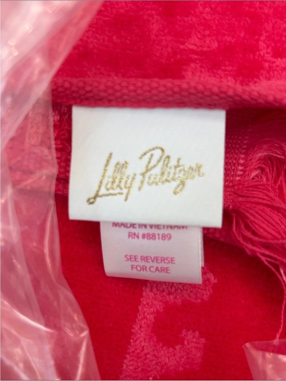 Lilly Pulitzer Bright Paradise Punch Cotton Pink Logo Towel